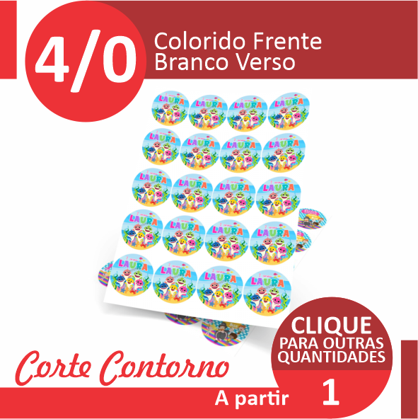 Adesivo Vinil Fosco (Corte Contorno) Digital a Laser SUPER A3 (32x45) 4x0
