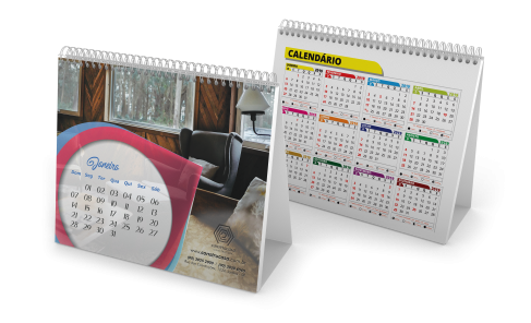 Calendário de Mesa com Wire-o | 15x12,5cm | 4/4 | 1000