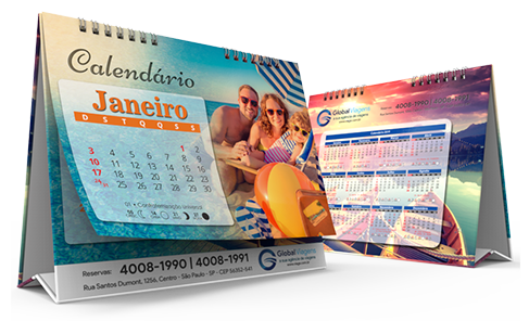 Calendário de Mesa com Wire-o e Base Personalizável | 25x18cm | 4/0 | 20
