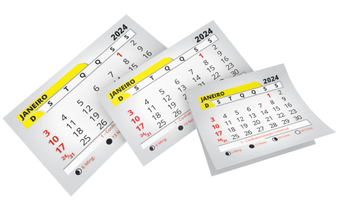 Bloco de Calendário para Ímã 2024 - 6,9x4,3 - 1000