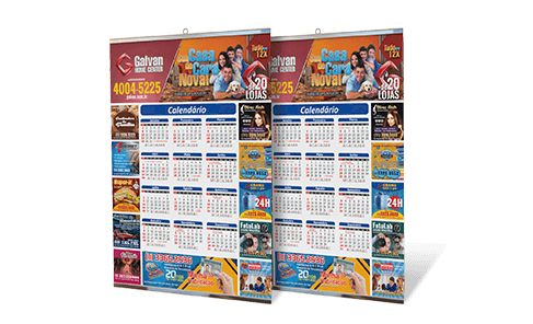 Calendário de Parede com Vareta Metálica 2024 - Couchê 80g - 64x48 - 1000