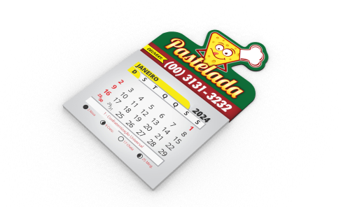 Ímã Promocional Borda Branca e Calendário - Com Faca Personalizada - 4x0 - 4x5 - 100