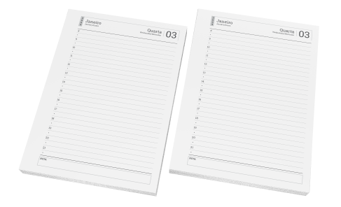 Miolo Agenda Diária - Sulfite 75g- 1x1 - 10,5x14,8 - 3