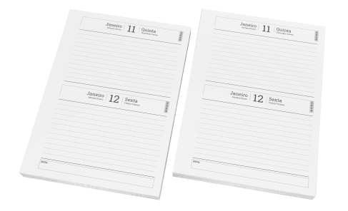 Miolo Agenda Dois Dias por Página - Sulfite 75g- 1x1 - 14,8x21 - 5