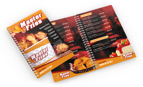 Cardápio PVC com Wire-o - Pequeno 0,3mm Branco - 10 Páginas - 10