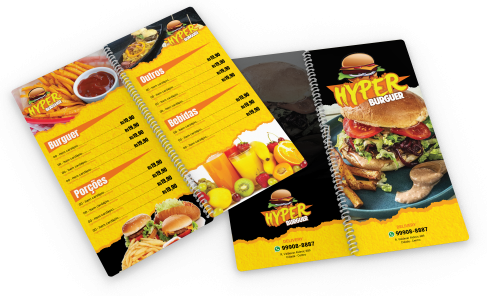 Cardápio PVC com Espiral - Estreito 0,76mm Cristal - 10 Páginas - 50