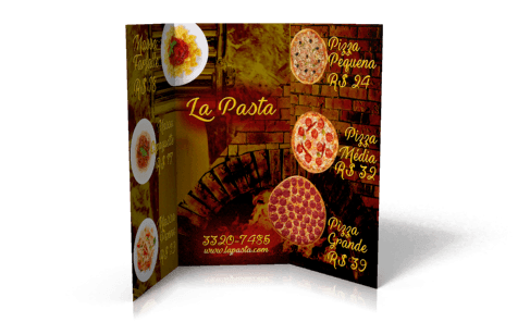 Cardápio Papel Couchê 300g - Laminação Fosca - Grande - A3 - 4x4 - 1 Vinco - 50