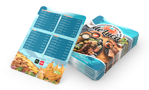 Cardápio PVC Médio - 0,76mm Cristal - 4x0 - 25