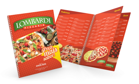 Cardápio PVC com Espiral - Médio 0,5mm Cristal - 14 Páginas - 50